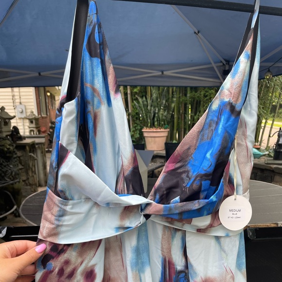 NWT blue and brown marble maxi dress - Picture 8 of 8